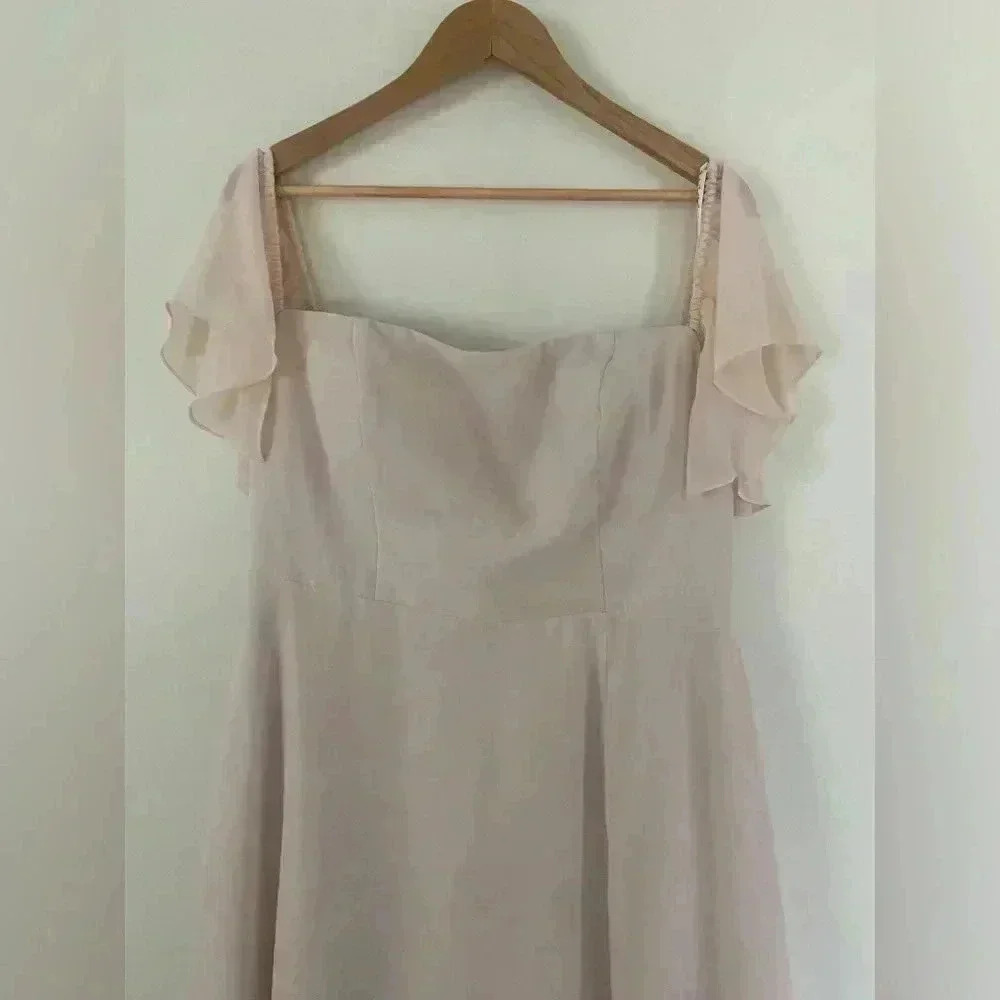 Azazie Square Neck ￼bridesmaid Dress In Rose Petal, Flutter Sleeve Size A14